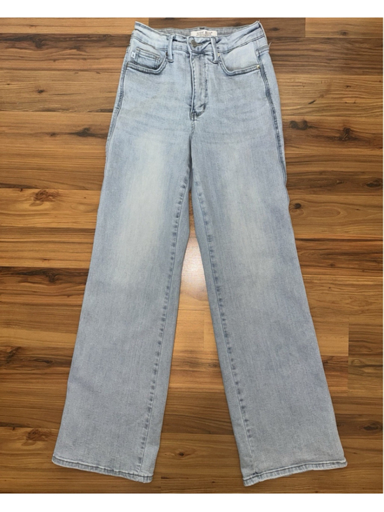 Judy Blue Denim - Judy Blue Wide Leg Jeans Light Wash High Rise Stretch Denim Size 3/26 Boho Y2K